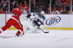 DETROIT - MAY 6: Patrick Marleau #12 of the San Jose Sharks skates against the Detroit Red Wings in Game Four of the Western Conference Semifinals during the 2011 NHL Stanley Cup Playoffs on May 6, 2011 at Joe Louis Arena in Detroit, Michigan. (Photo by Gregory Shamus/Getty Images)