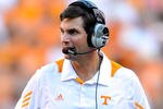 KNOXVILLE, TN - SEPTEMBER 18:  Coach Derek Dooley of the Tennessee Volunteers watches his team in action against the Florida Gators  at Neyland Stadium on September 18, 2010 in Knoxville, Tennessee. Florida won 31-17.  (Photo by Grant Halverson/Getty Images)