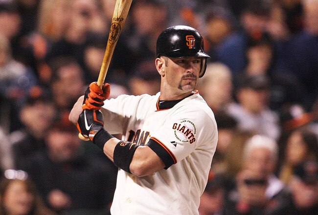 SAN FRANCISCO, CA - AUGUST 27: Aaron Rowand #33 of the San Francisco Giants up to bat during a game between the Houston Astros and the San Francisco Giants at AT&T Park on August 27, 2011 in San Francisco, California.  (Photo by Tony Medina/Getty Images)