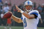 CLEVELAND, OH - AUGUST 19: Starting quarterback Matthew Stafford #9 of the Detroit Lions warms up prior to the game between the Cleveland Browns and the Detroit Lions at Cleveland Browns Stadium on August 19, 2011 in Cleveland, Ohio. (Photo by Jason Miller/Getty Images)