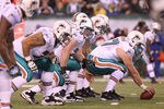 EAST RUTHERFORD, NJ - DECEMBER 12:  The Miami Dolphins offensive line against the New York Jets at New Meadowlands Stadium on December 12, 2010 in East Rutherford, New Jersey.  (Photo by Nick Laham/Getty Images)