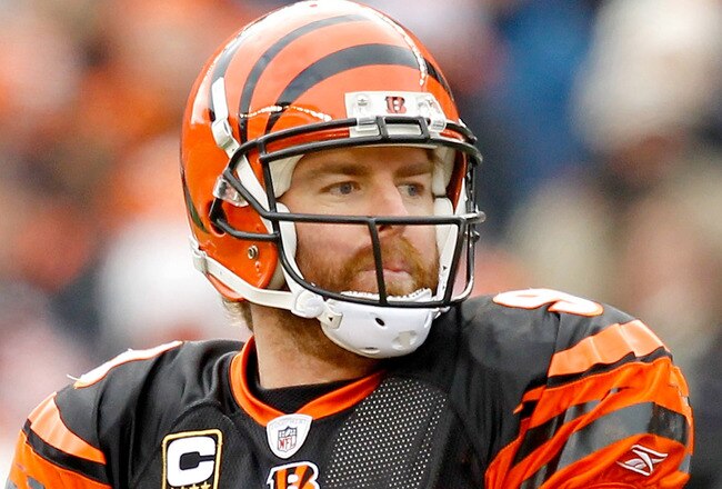 CINCINNATI, OH - DECEMBER 19:  Quarterback Carson Palmer #9 of the Cincinnati Bengals fades back in the pocket while playing the Cleveland Browns at Paul Brown Stadium on December 19, 2010 in Cincinnati, Ohio.  (Photo by Matthew Stockman/Getty Images)