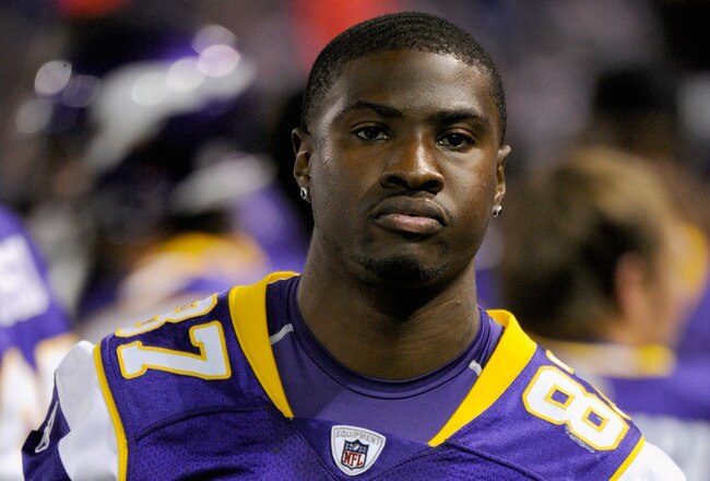 MINNEAPOLIS, MN - AUGUST 27: Bernard Berrian #87 of the Minnesota Vikings looks on during the game against the Dallas Cowboys on August 27, 2011 at Hubert H. Humphrey Metrodome in Minneapolis, Minnesota. The Cowboys defeated the Vikings 23-17. (Photo by Hannah Foslien/Getty Images)