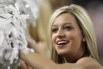 ARLINGTON, TX - DECEMBER 04:  A Oklahoma Sooners cheerleader during the Big 12 Championship at Cowboys Stadium on December 4, 2010 in Arlington, Texas.  (Photo by Ronald Martinez/Getty Images)