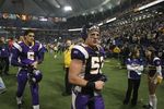 MINNEAPOLIS - DECEMBER 17: Chad Greenway #52 of the Minnesota Vikings walks off the field after the game against the Chicago Bears at the Hubert H. Humphrey Metrodome on December 17, 2007 in Minneapolis, Minnesota. The Vikings defeated the Bears 20-13. (Photo by Jonathan Daniel/Getty Images)