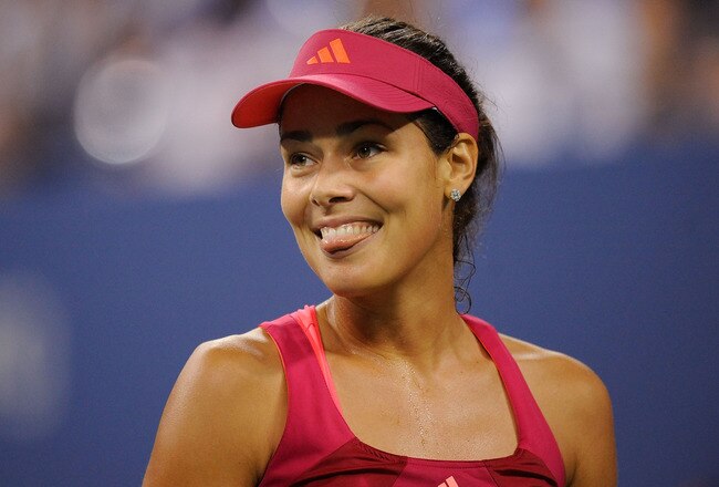 NEW YORK, NY - SEPTEMBER 03:  Ana Ivanovic of Serbia reacts between points while playing Sloane Stephens of the United States during Day Six of the 2011 US Open at the USTA Billie Jean King National Tennis Center on September 3, 2011 in the Flushing neighborhood of the Queens borough of New York City.  (Photo by Patrick McDermott/Getty Images)