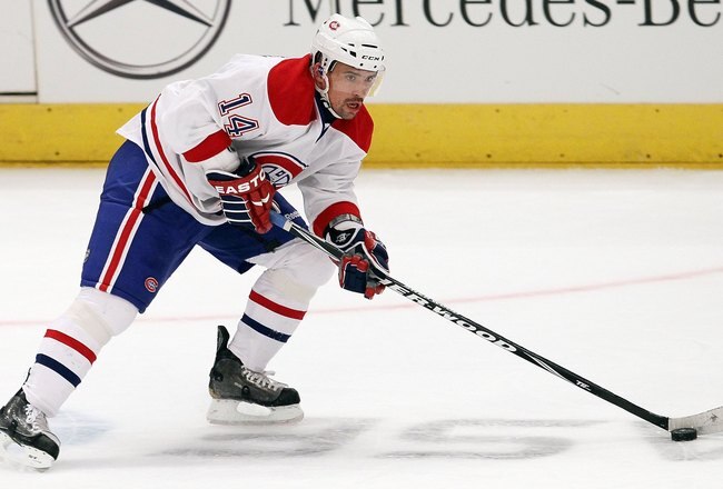 NEW YORK, NY - JANUARY 11:  Tomas Plekanec #14 of the Montreal Canadiens skates against the New York Rangers on January 11, 2011 at Madison Square Garden in New York City. Montreal defeated the Rangers 2-1.  (Photo by Jim McIsaac/Getty Images)