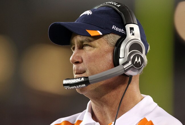 GLENDALE, AZ - SEPTEMBER 01:  Head coach John Fox of the Denver Broncos watches from the sidelines during the preseason NFL game against the Arizona Cardinals at the University of Phoenix Stadium on September 1, 2011 in Glendale, Arizona. The Cardinals defeated the Broncos 26-7.  (Photo by Christian Petersen/Getty Images)