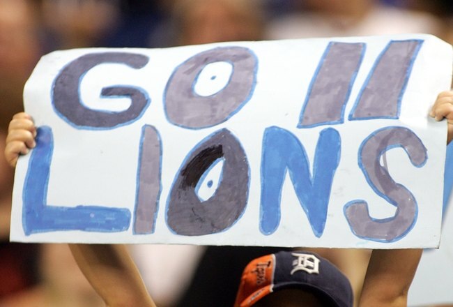 DETROIT - SEPTEMBER 14:  A Detroit Lions fan during the Green Bay Packers vs. Detroit Lions on September 14, 2008 at Ford Field in Detroit, Michigan.  (Photo by Domenic Centofanti/Getty Images)