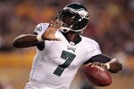 PITTSBURGH - AUGUST 18:  Michael Vick #7 of the Philadelphia Eagles throws a pass against the Pittsburgh Steelers during the preseason game on August 18, 2011 at Heinz Field in Pittsburgh, Pennsylvania.  (Photo by Jared Wickerham/Getty Images)