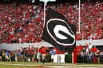 ATHENS, GA - SEPTEMBER 12:  Hairy, the mascot of the Georgia Bulldogs, runs the end zone with a giant flag against the South Carolina Gamecocks at Sanford Stadium on September 12, 2009 in Athens, Georgia.  (Photo by Kevin C. Cox/Getty Images)
