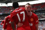 LONDON, ENGLAND - AUGUST 07:  Tom Cleverley of Manchester United celebrates with goalscorer Nani after he scores the winning goal during the FA Community Shield match sponsored by McDonald's between Manchester City and Manchester United at Wembley Stadium on August 7, 2011 in London, England.  (Photo by Ian Walton/Getty Images)