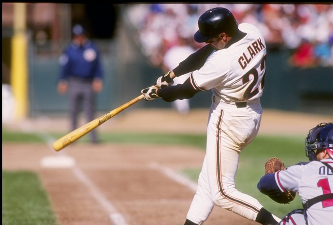 2 Aug 1992:  First baseman Will Clark of the San Francisco Giants swings at the ball during a game against the Atlanta Braves. Mandatory Credit: Otto Greule  /Allsport