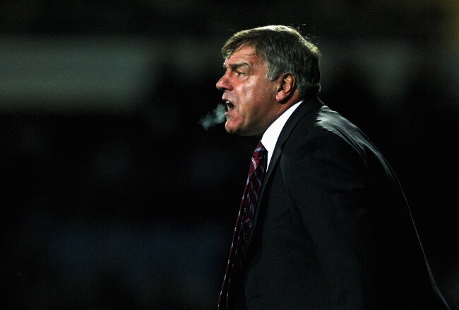 LONDON, ENGLAND - AUGUST 24:  West Ham Manager, Sam Allardyce screams instructions during the First Round Carling Cup match between West Ham United and Aldershot Town at Boleyn Ground on August 24, 2011 in London, England.  (Photo by Dean Mouhtaropoulos/Getty Images)