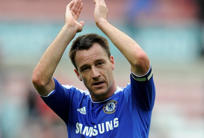 SUNDERLAND, ENGLAND - SEPTEMBER 10:  John Terry of Chelsea applauds the fans at the end of the Barclays Premier League match between Sunderland and Chelsea at the Stadium of Light on September 10, 2011 in Sunderland, England.  (Photo by Michael Regan/Getty Images)