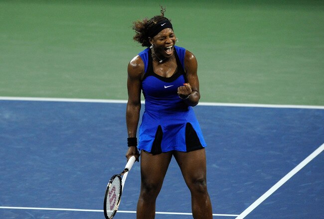 NEW YORK, NY - SEPTEMBER 10:  Serena Williams of the United States celebrates after she won match point against Caroline Wozniacki of Denmark during Day Thirteen of the 2011 US Open at the USTA Billie Jean King National Tennis Center on September 10, 2011 in the Flushing neighborhood of the Queens borough of New York City.  (Photo by Patrick McDermott/Getty Images)