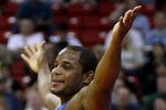 LAS VEGAS - JUNE 15:  Daniel Cormier (blue) celebrates his win over Damion Hahn (red) in the Freestyle 96kg division championship match during the USA Olympic trials for wrestling and judo on June 15, 2008 at the Thomas & Mack Center in Las Vegas, Neveda.  (Photo by Jonathan Ferrey/Getty Images)