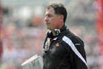 CLEVELAND, OH - SEPTEMBER 11: Head coach Pat Shurmur of the Cleveland Browns reacts to an officials call against the Browns during the first quarter against the Cincinnati Bengals at Cleveland Browns Stadium during a season opener on September 11, 2011 in Cleveland, Ohio. The Bengals defeated the Browns 27-17. (Photo by Jason Miller/Getty Images)