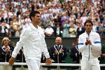 LONDON, ENGLAND - JULY 03:  Runner-up Rafael Nadal of Spain (R) claps for winner Novak Djokovic of Serbia after their final round Gentlemen's match  on Day Thirteen of the Wimbledon Lawn Tennis Championships at the All England Lawn Tennis and Croquet Club on July 3, 2011 in London, England.  (Photo by Clive Brunskill/Getty Images)