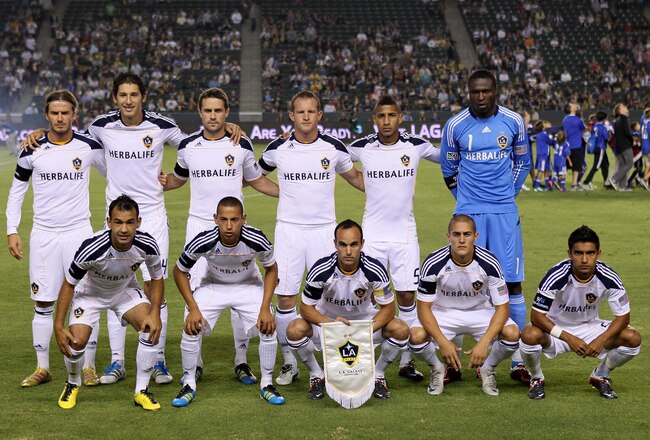 CARSON, CA - SEPTEMBER 9:    The Los Angeles Galaxy starting eleven pose for a photo before the game with the Colorado Rapids at The Home Depot Center on September 9, 2011 in Carson, California. The Galazy won 1-0.   (Photo by Stephen Dunn/Getty Images)