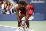 NEW YORK, NY - SEPTEMBER 11:  Serena Williams of the United States reacts while playing against Samantha Stosur of Australia during the Women's Singles Final on Day Fourteen of the 2011 US Open at the USTA Billie Jean King National Tennis Center on September 11, 2011 in the Flushing neighborhood of the Queens borough of New York City.  (Photo by Matthew Stockman/Getty Images)