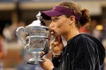 NEW YORK, NY - SEPTEMBER 11:  Samantha Stosur of Australia celebrates with the championship trophy after defeating Serena Williams of the United States to win the Women's Singles Final on Day Fourteen of the 2011 U.S. Open at the USTA Billie Jean King National Tennis Center on September 11, 2011 in the Flushing neighborhood of the Queens borough of New York City.  (Photo by Mike Stobe/Getty Images for USTA)