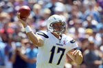 SAN DIEGO, CA - SEPTEMBER 11:  Philip Rivers #12 of the San Diego Chargers throws the ball against the Minnesota Vikings during their season opener on September 11, 2011 at Qualcomm Stadium in San Diego, California. (Photo by Donald Miralle/Getty Images)