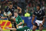NEW PLYMOUTH, NEW ZEALAND - SEPTEMBER 11:  Todd Clever of USA leaps with the ball during the IRB 2011 Rugby World Cup Pool C match between Ireland and the USA on September 11, 2011 in New Plymouth, New Zealand.  (Photo by Sandra Mu/Getty Images)