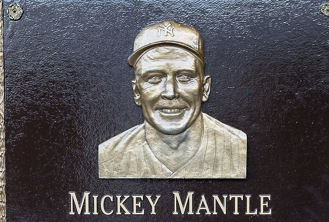 NEW YORK - MAY 02:  The plaque of Mickey Mantle is seen in Monument Park at Yankee Stadium prior to the game between the New York Yankees and the Chicago White Sox on May 2, 2010 in the Bronx borough of New York City. The Yankees defeated the White Sox 12-3.  (Photo by Jim McIsaac/Getty Images)