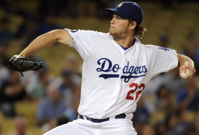 LOS ANGELES, CA - SEPTEMBER 14:  Clayton Kershaw #22 of the Los Angeles Dodgers pitches against the Arizona Diamondbacks during the first inning at Dodger Stadium on September 14, 2011 in Los Angeles, California.  (Photo by Harry How/Getty Images)