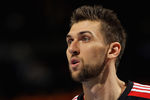 DENVER, CO - MARCH 21:  Andrea Bargnani #7 of the Toronto Raptors looks on during a break in the action against the Denver Nuggets at the Pepsi Center on March 21, 2011 in Denver, Colorado. The Nuggets defeated the Raptors 123-90. NOTE TO USER: User expressly acknowledges and agrees that, by downloading and or using this photograph, User is consenting to the terms and conditions of the Getty Images License Agreement.  (Photo by Doug Pensinger/Getty Images)