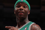 NEW YORK, NY - APRIL 22:  Jermaine O'Neal #7 of the Boston Celtics reacts against the New York Knicks in Game Three of the Eastern Conference Quarterfinals in the 2011 NBA Playoffs on April 22, 2011 at Madison Square Garden in New York City.  NOTE TO USER: User expressly acknowledges and agrees that, by downloading and or using this photograph, User is consenting to the terms and conditions of the Getty Images License Agreement.  (Photo by Nick Laham/Getty Images)