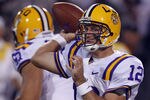 STARKVILLE, MS - SEPTEMBER 15:  Quarterback Jarrett Lee #12 of the LSU Tigers throws a pass against Mississippi State in the second quarter on September 15, 2011 at Davis Wade stadium in Starkville, Mississippi. (Photo by Butch Dill/Getty Images)