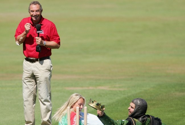 LEEDS, UNITED KINGDOM - AUGUST 03:  David Lloyd sets up a preview piece for Sky's coverage of tomorrow's third test between England and Pakistan at Headingly on August 3, 2006 in Leeds, England  (Photo by Mike Hewitt/Getty Images)