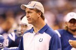 INDIANAPOLIS, IN - AUGUST 19: Peyton Manning of the Indianapolis Colts watches the action during the game against the Washington Redskins at Lucas Oil Stadium on August 19, 2011 in Indianapolis, Indiana.  (Photo by Andy Lyons/Getty Images)