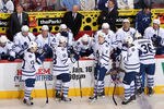 GLENDALE, AZ - JANUARY 13: (L-R) Tyler Bozak #42, Mike Brown #18, Colby Armstrong #9, Luke Schenn #2 and Carl Gunnarsson #36 of the Toronto Maple Leafs skate up to the bench during a time out from the NHL game against the Phoenix Coyotes at Jobing.com Arena on January 13, 2011 in Glendale, Arizona.  (Photo by Christian Petersen/Getty Images)