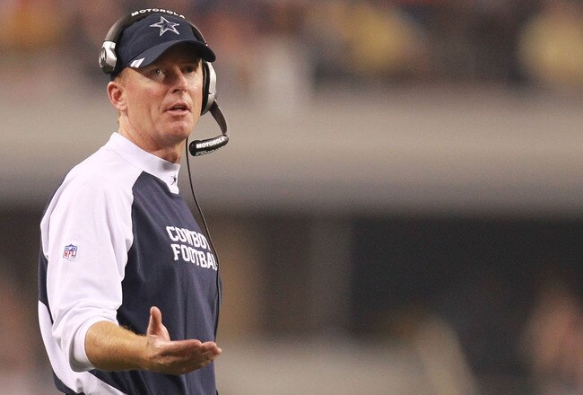 ARLINGTON, TX - AUGUST 11:  Head coach Jason Garrett of the Dallas Cowboys at Cowboys Stadium on August 11, 2011 in Arlington, Texas.  (Photo by Ronald Martinez/Getty Images)