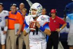 ATLANTA - SEPTEMBER 3: Kellen Moore #11 of the Boise State Broncos passes against the Georgia Bulldogs during the Chick-Fil-A Kickoff Game at the Georgia Dome on September 3, 2011 in Atlanta, Georgia. (Photo by Scott Cunningham/Getty Images)