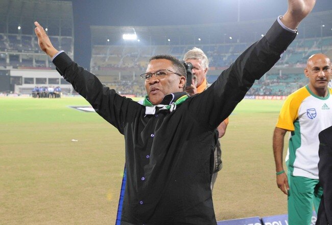 NAGPUR, INDIA - MARCH 12:  CEO Gerald Majola celebrates during the ICC Cricket World Cup match between South Africa and India at VCA Stadium on March 12, 2011 in Nagpur, India. (Photo by Lee Warren / Gallo Images/Getty Images)