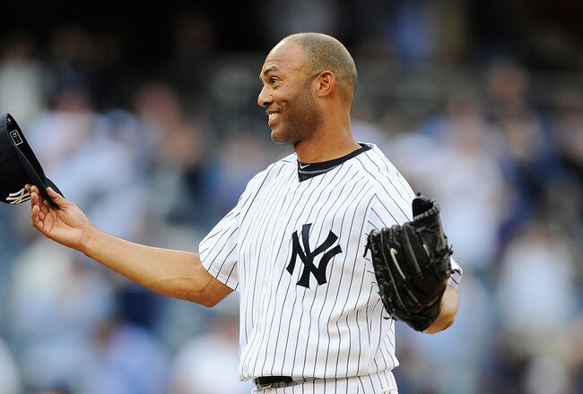 NEW YORK, NY - SEPTEMBER 19:  Mariano Rivera  #42 of the New York Yankees reacts after becoming the all-time leader in saves after defeating the Minnesota Twins at Yankee Stadium on September 19, 2011 in the Bronx borough of New York City. Rivero recorded his 602 save.  (Photo by Patrick McDermott/Getty Images)