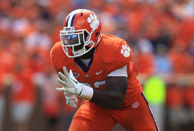CLEMSON, SC - SEPTEMBER 17:  Dwayne Allen #83 of the Clemson Tigers during their game against the Auburn Tigers at Memorial Stadium on September 17, 2011 in Clemson, South Carolina.  (Photo by Streeter Lecka/Getty Images)