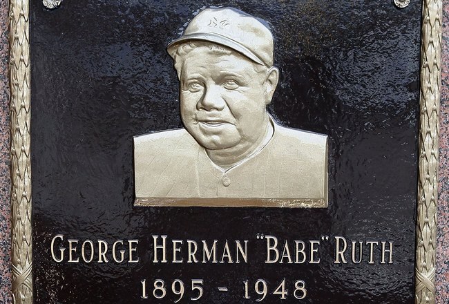 NEW YORK - MAY 02:  The plaque of Babe Ruth is seen in Monument Park at Yankee Stadium prior to game between the New York Yankees and the Chicago White Sox on May 2, 2010 in the Bronx borough of New York City. The Yankees defeated the White Sox 12-3.  (Photo by Jim McIsaac/Getty Images)