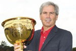 MELBOURNE, AUSTRALIA - NOVEMBER 29:  Fred Couples of Australia poses with the Cup during Presidents Cup Captains Day at Royal Melbourne Gof Course on November 29, 2010 in Melbourne, Australia.  (Photo by Lucas Dawson/Getty Images)