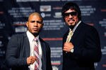 NEW YORK, NY - SEPTEMBER 20:  Professional boxers Miguel Cotto (L) and Antonio Margarito pose for the media after a press conference at the Edison Ballroom on September 20, 2011 in New York City.  (Photo by Patrick McDermott/Getty Images)
