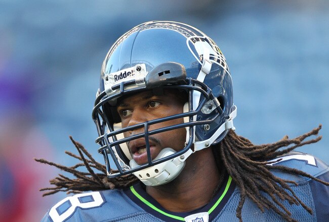 SEATTLE - AUGUST 20:  Wide receiver Sidney Rice #18 of the Seattle Seahawks warms up prior to the game against the Minnesota Vikings at CenturyLink Field on August 20, 2011 in Seattle, Washington. The Vikings won 20-7. (Photo by Otto Greule Jr/Getty Images)
