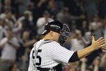 NEW YORK, NY - SEPTEMBER 21:  Rafael Soriano #29 and Russell Martin #55 of the New York Yankees celebrate after clinching the American League East division against the Tampa Bay Rays on September 21, 2011 at Yankee Stadium in the Bronx borough of New York City.  (Photo by Jim McIsaac/Getty Images)