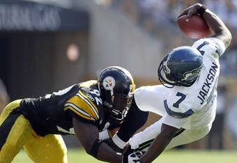 Jackson has been taking a pounding behind the Seahawks offensive line.