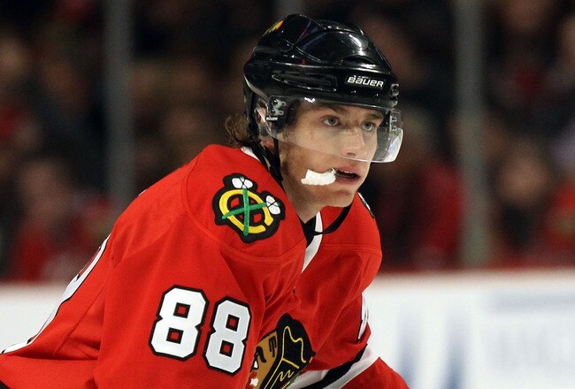 CHICAGO, IL - MARCH 23:  Patrick Kane #88 of the Chicago Blackhawks skates against the Florida Panthers at the United Center on March 23, 2011 in Chicago, Illinois. The Blackhawks defeated the Panthers 4-0.  (Photo by Bruce Bennett/Getty Images)