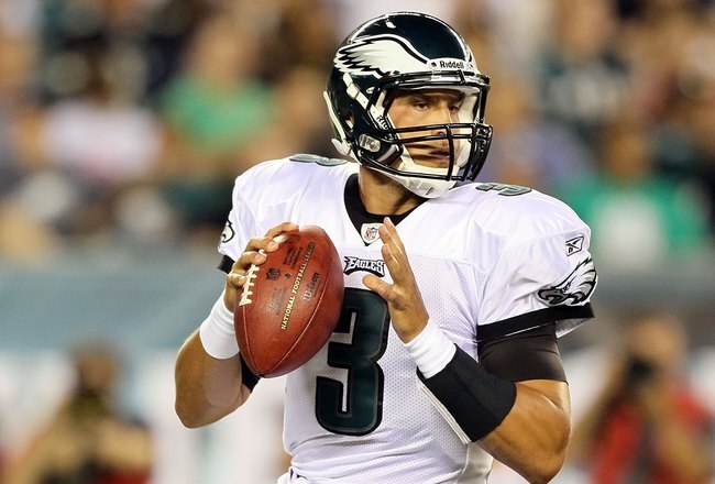 PHILADELPHIA, PA - AUGUST 11: Mike Kafka #3 of the Philadelphia Eagles in action against the Baltimore Ravens during their pre season game on August 11, 2011 at Lincoln Financial Field in Philadelphia, Pennsylvania.  (Photo by Jim McIsaac/Getty Images)