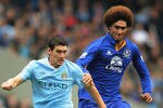 MANCHESTER, ENGLAND - SEPTEMBER 24: Gareth Barry of Manchester City in action with Marouane Fellaini of Everton during the Barclays Premier League match between Manchester City and Everton at the Etihad Stadium on September 24, 2011 in Manchester, England.  (Photo by Michael Regan/Getty Images)